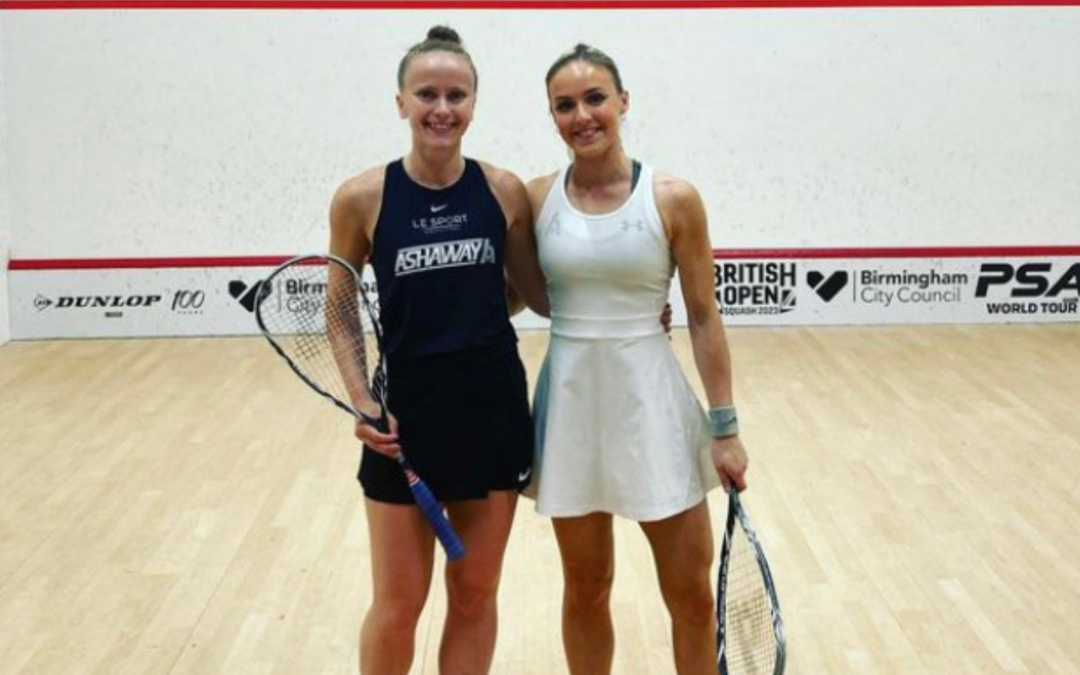 Alicia Mead and Emily Whitlock in the Ashaway squash Exhibition match